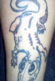 腿部卡通令人毛骨悚然的蜥蜴纹身图片