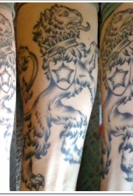 手臂黑灰可爱的波希米亚狮子纹身