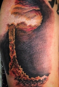 腿部惊人的彩色大炸弹爆炸纹身图片