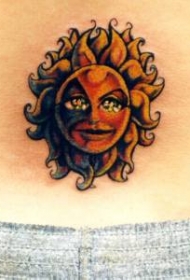 彩色人性化的太阳纹身图片