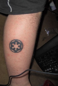 腿部黑色星球大战帝国符号纹身图案