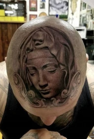 男性头部欧美圣母纹身图案