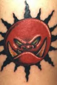 彩色愤怒的太阳符号纹身图片