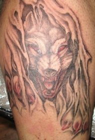 愤怒的狼撕裂皮肤纹身图片