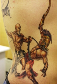 腰部希腊战士纹身图案