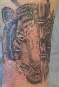 竹林中的老虎纹身图案