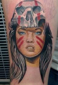 手臂彩色部落妇女纹身图片