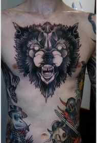 恐怖的狼纹身