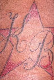 五角星英文字母纹身图案