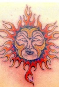 彩色人性化的太阳符号纹身图片