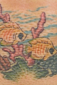 彩色水下奇异鱼纹身图案
