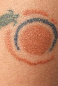 彩色小乌龟和太阳的纹身图案