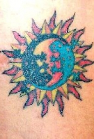 彩色太阳蜥蜴纹身图案