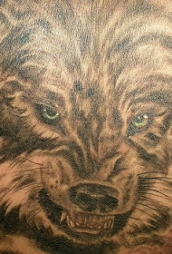 黑白愤怒的狼纹身图案