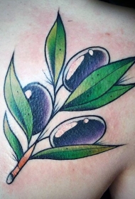 肩部彩色橄榄树纹身图案