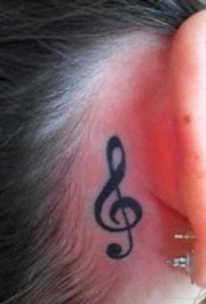 耳朵后根乐符纹身图案