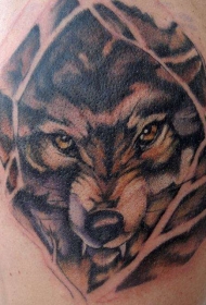 愤怒的狼头纹身图案