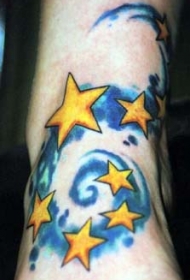 手臂彩色银河与星星纹身图案