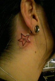 耳朵后根小星星纹身图案