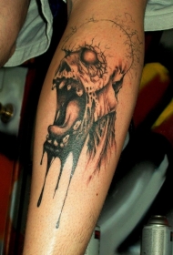 手臂上的恐怖僵尸纹身图案