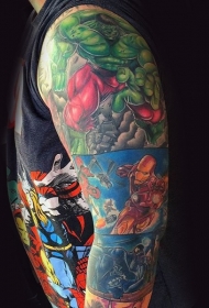 花臂各种漫画书英雄纹身图案