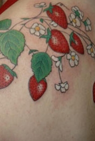 彩色草莓藤纹身图案
