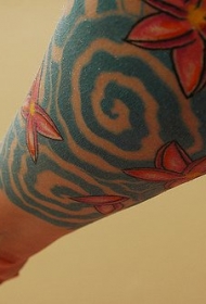 花臂彩色植物昆虫纹身图案