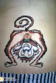 腹部不修边幅的猴子纹身图案