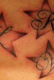 明星五角星字母纹身图案