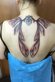 后背精灵翅膀创意纹身图案