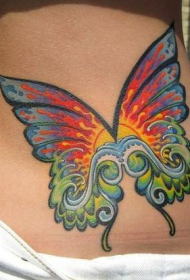 美女腰部前卫漂亮的蝴蝶翅膀刺青图片
