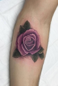 手臂唯美紫色玫瑰创意纹身图案