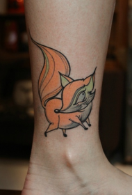 脚踝可爱的卡通小狐狸纹身图案