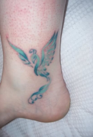 脚踝上个性十足的凤凰图腾纹身图案