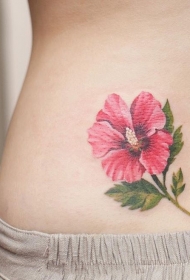 腰部个性花朵彩绘纹身图案