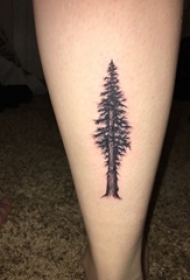 腿部纹身黑白灰风格生命树纹身素材小清新植物纹身图片