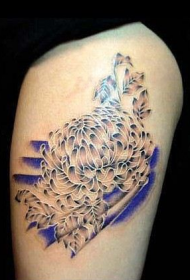 女性腿部超好看的菊花纹身图案