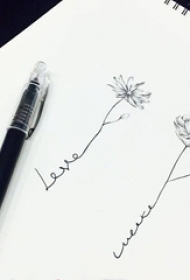 黑色线条素描文艺小清新唯美花朵纹身手稿