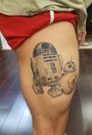 机器人纹身 男生大腿上彩色的机器人纹身图片