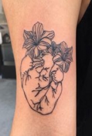 心脏纹身图案 女生手臂上心脏纹身图案