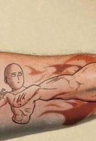 手臂纹身素材 男生手臂上彩色的卡通纹身图片