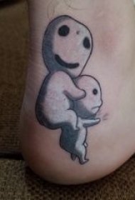 纹身卡通 男生脚踝上彩色的卡通骷髅纹身图片
