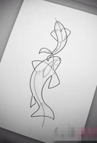 黑色线条素描创意个性小动物海豚纹身手稿