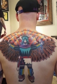 男生背部彩绘水彩素描创意有趣霸气人物纹身图片