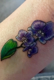 彩色花朵纹身图案 女生手臂上彩色花朵纹身图案