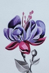 彩绘水彩素描创意文艺萎靡精致花朵纹身手稿
