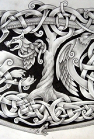 黑灰素描创意有趣经典精致图腾纹身手稿