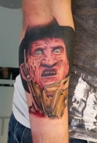 男生手臂上彩绘水彩素描创意男生人物恐怖纹身图片