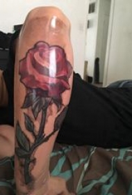 欧美玫瑰纹身 男生手臂上彩绘玫瑰花纹身图片