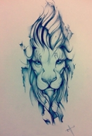 狮子头纹身手稿 素描纹身狮子头纹身手稿